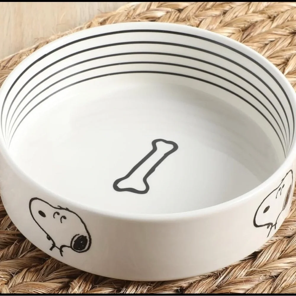 Peanuts White Ceramic Pet Bowls with Snoopy & Friends